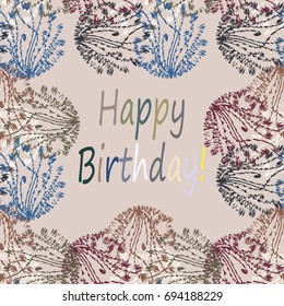 Abstract zentangle inspired art tracery card design with doodle in bright colors.