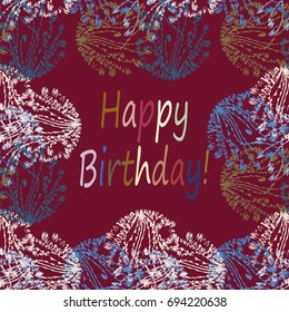 Abstract zentangle inspired art tracery card design with doodle in bright colors.