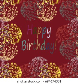 Abstract zentangle inspired art tracery card design with doodle in bright colors.