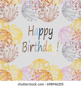Abstract zentangle inspired art tracery card design with doodle in bright colors.