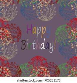 Abstract zentangle inspired art tracery card design with doodle in bright colors.