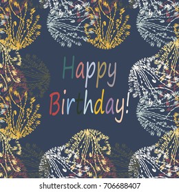 Abstract zentangle inspired art tracery card design with doodle in bright colors.