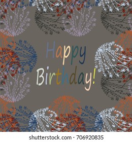 Abstract zentangle inspired art tracery card design with doodle in bright colors.