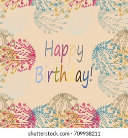 Abstract zentangle inspired art tracery card design with doodle in bright colors.