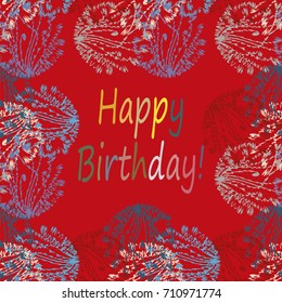 Abstract zentangle inspired art tracery card design with doodle in bright colors.