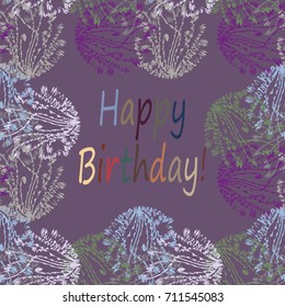 Abstract zentangle inspired art tracery card design with doodle in bright colors.