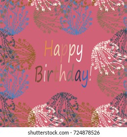 Abstract zentangle inspired art tracery card design with doodle in bright colors.