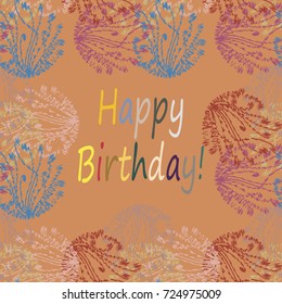 Abstract zentangle inspired art tracery card design with doodle in bright colors.