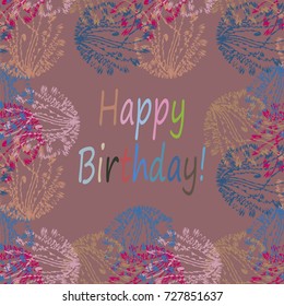 Abstract zentangle inspired art tracery card design with doodle in bright colors.