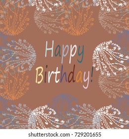 Abstract zentangle inspired art tracery card design with doodle in bright colors.