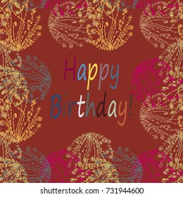 Abstract zentangle inspired art tracery card design with doodle in bright colors.