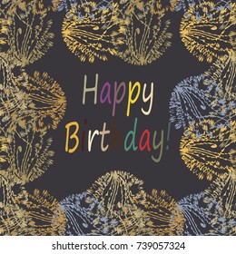 Abstract zentangle inspired art tracery card design with doodle in bright colors.