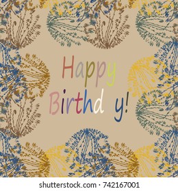 Abstract zentangle inspired art tracery card design with doodle in bright colors.