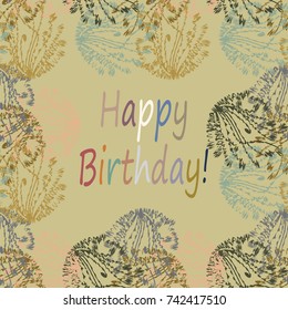 Abstract zentangle inspired art tracery card design with doodle in bright colors.