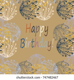Abstract zentangle inspired art tracery card design with doodle in bright colors.