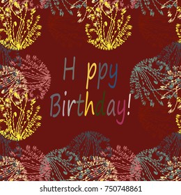 Abstract zentangle inspired art tracery card design with doodle in bright colors.