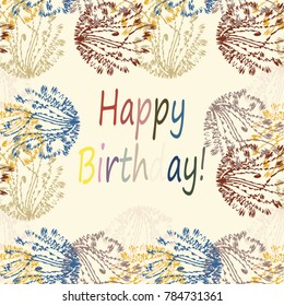 Abstract zentangle inspired art tracery card design with doodle in bright colors.