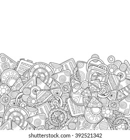 Abstract zentangle style invitation card. Wavy doodle frame design for card. Decorative element border.