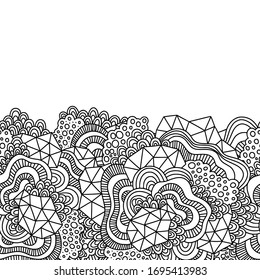 Abstrakter zentangle-Stil nahtlose handgezeichnete Grenze. Wavy Doodle Frame Design für eine Karte. Dekorative Elementgrenze.