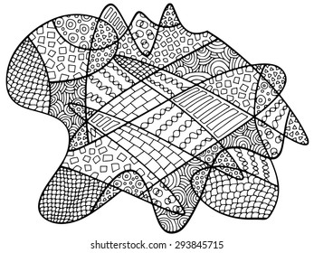 Abstract zentangle unusual black and white figure. Vector can be used for creating backgrounds and surface textures, web design, textile and other crafts.