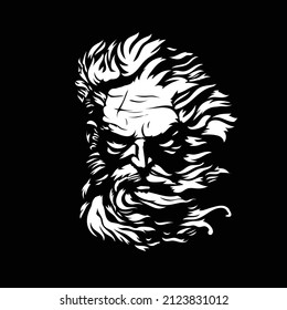 abstract Zeus Face Black and white Art, sky and thunder god