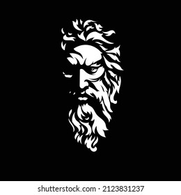 abstract Zeus Face Black and white Art, sky and thunder god