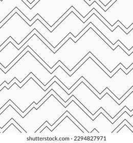 Abstract zig zag lines vector seamless pattern. Stylized mountains. Minimalistic graphic print. Vector monochrome background.