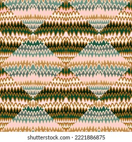 Resumen de zag zag de zag de zag sin fisuras. Ornamento de mosaico dibujado a mano. Papel de la pared con tiras retro. Estilo Doodle. Diseño para tela, textil, papel envolvente, cubierta. Ilustración del vector