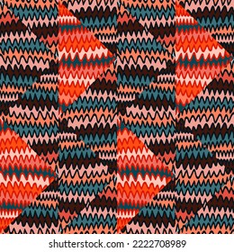 Abstract zig zag wave seamless pattern. Hand drawn lines mosaic ornament. Retro stripes print wallpaper. Doodle style. Design for fabric, textile, wrapping paper, cover. Vector illustration