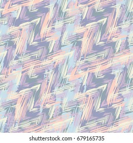 Abstract zigzag brush strokes artfully textured background. Seamless pattern.