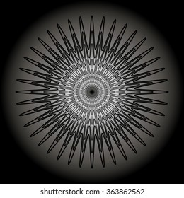 Abstract zigzag concentric element. Vector art.