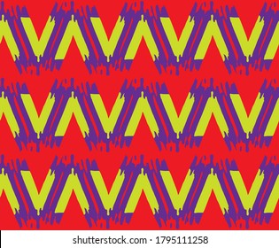 Abstract Zigzag Letters Geometric Ikat Indian Shapes Repeating Vector Pattern Isolated Background