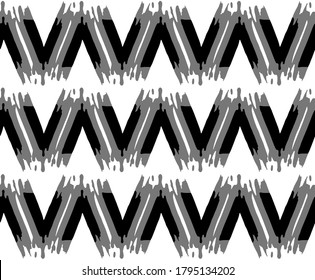 Abstract Zigzag Letters Geometric Ikat Indian Shapes Repeating Vector Pattern Isolated Background