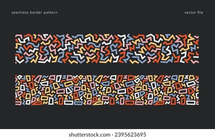 abstract zigzag line and square memphis geometric seamless pattern border stripe decoration