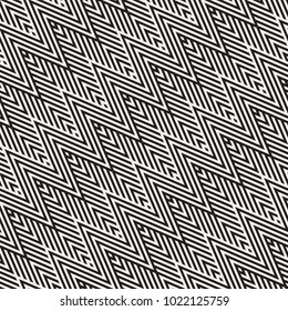 Abstract ZigZag Parallel Stripes. Stylish Ethnic Ornament. Vector Seamless Pattern. Repeating Monochrome Background