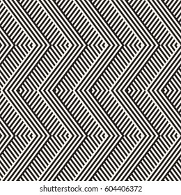 Abstract ZigZag Parallel Stripes. Stylish Ethnic Ornament. Vector Seamless Pattern. Repeating Monochrome Background