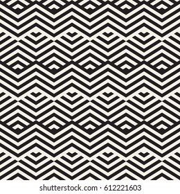 Abstract ZigZag Parallel Stripes. Stylish Ethnic Ornament. Vector Seamless Pattern. 