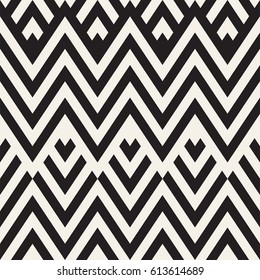 Abstract ZigZag Parallel Stripes. Stylish Ethnic Ornament. Vector Seamless Pattern. 