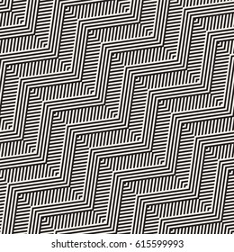 Abstract ZigZag Parallel Stripes. Stylish Ethnic Ornament. Vector Seamless Pattern. 