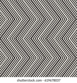 Abstract ZigZag Parallel Stripes. Stylish Ethnic Ornament. Vector Seamless Pattern. 