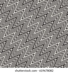 Abstract ZigZag Parallel Stripes. Stylish Ethnic Ornament. Vector Seamless Pattern. 