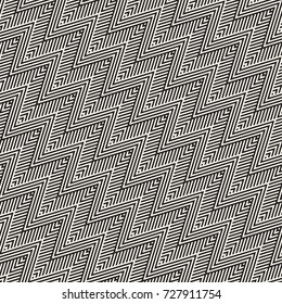 Abstract ZigZag Parallel Stripes. Stylish Ethnic Ornament. Vector Seamless Pattern. 