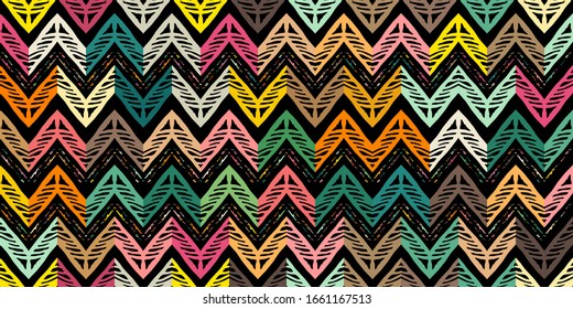 Abstract zigzag pattern for cover design. Retro chevron vector background. Geometric decorative seamless