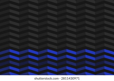 Abstract zigzag pattern with dark gray and vibrant blue color blocks