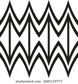 Abstract zigzag pattern. Geometric line design. Black and white illustration. Vector modern ornament. EPS 10.