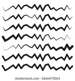 Abstract zigzag pattern. Wavy line drawing. Hand drawn Vector style. Chaotic rhythm background. EPS 10.