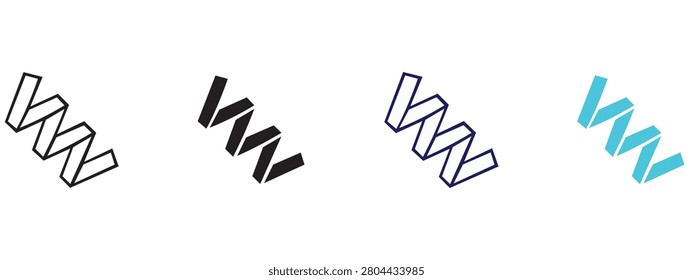 Abstract zigzag ribbon design elements in various graphic styles with abstract geometric minimalist illustration decoration collection creative structure movement graphicdesign