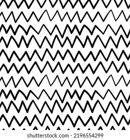 Abstract zigzag seamless pattern. Hand drawn vector illustration. Pen or marker doodle sketch. Black and white scribble