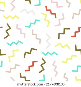 Abstract Zigzag Squiggle Memphis Vector Seamless Pattern