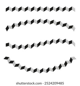 Abstractas franja en zigzag. Patrón de línea geométrica. Vector blanco y negro. Diseño minimalista y moderno.